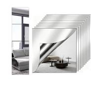 Fogli autoadesivi in acrilico a specchio, 30 x 30 cm, 10 pezzi, fogli flessibili per specchi (2 mm di spessore), adesivi acrilici adesivi a specchio, piastrelle flessibili per parete, bagno, camera da