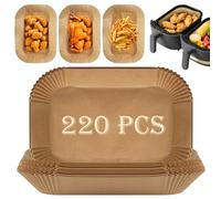 Fogli Carta Forno Rettangolare per Friggitrice ad Aria Doppio Cestello, 220 Pezzi 22x14cm Teglia Air Fryer Accessori Compatibile con Ninja Dual Zone Double Stack e Altri Doppio Zona Airfryer