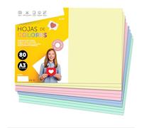 Fogli Colorati A3 80g per Stampanti e Lavoretti Manuali, Blocco di Carta Colorata Assortita per Bambini, Pacchetto di Fogli Colorati per Biglietti M-Office (250 fogli, Selezione Pastello)