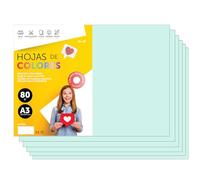 Fogli Colorati A3 80g per Stampanti e Lavoretti Manuali, Blocco di Carta Colorata Assortita per Bambini, Pacchetto di Fogli Colorati per Biglietti M-Office (250 fogli, Blu Chiaro)