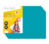Fogli Colorati A3 80g per Stampanti e Lavoretti Manuali, Blocco di Carta Colorata Assortita per Bambini, Pacchetto di Fogli Colorati per Biglietti M-Office (50 fogli, Azzurro Turchese)