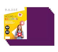 Fogli Colorati A3 80g per Stampanti e Lavoretti Manuali, Blocco di Carta Colorata Assortita per Bambini, Pacchetto di Fogli Colorati per Biglietti M-Office (500h, Viola)
