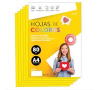 Fogli Colorati A4 80g per Stampanti e Attività Manuali, Blocco di Carta Colorata per Bambini, Pacchetto di Fogli Colorati per Biglietti m-office (500 fogli, Giallo Intenso)