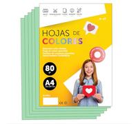 Fogli Colorati A4 80g per Stampanti e Attività Manuali, Blocco di Carta Colorata per Bambini, Pacchetto di Fogli Colorati per Biglietti m-office (50 fogli, Verde Chiaro)