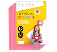 Fogli Colorati A4 80g per Stampanti e Attività Manuali, Blocco di Carta Colorata per Bambini, Pacchetto di Fogli Colorati per Biglietti m-office (50 fogli, Rosa)