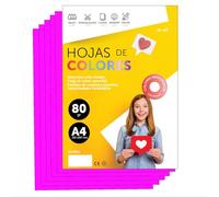 Fogli Colorati A4 80g per Stampanti e Lavoretti Manuali, Blocco di Carta Colorata Assortita per Bambini, Pacchetto di Fogli Colorati per Biglietti M-Office (50 fogli, Rosa Fluorescente)
