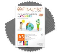 Fogli Colorati, Confezione da 100 Fogli A3 80gr - Carta Colorata per Lavoretti Creativi, Stampante, Scrapbooking - Fogli Colorati - Ideale per Origami, Papiroflexia, Ufficio e Scuola (Grigio, 100h)