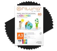 Fogli Colorati, Confezione da 100 Fogli A3 80gr - Carta Colorata per Lavoretti Creativi, Stampante, Scrapbooking - Fogli Colorati - Ideale per Origami, Papiroflexia, Ufficio e Scuola (Nero, 100h)