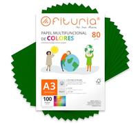 Fogli Colorati, Confezione da 100 Fogli A3 80gr - Carta Colorata per Lavoretti Creativi, Stampante, Scrapbooking - Fogli Colorati - Ideale per Origami, Ufficio e Scuola (Verde Scuro, 100h)
