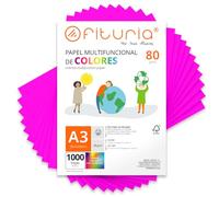 Fogli Colorati, Confezione da 1000 Fogli A3 80gr - Carta Colore per Lavoretti Creativi, Stampante, Scrapbooking - Carta Colorati - Ideale per Origami, Ufficio e Scuola (Rosa Fluo, 1000h)