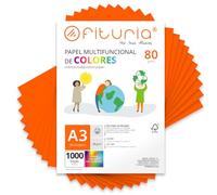 Fogli Colorati, Confezione da 1000 Fogli A3 80gr - Carta Colore per Lavoretti Creativi, Stampante, Scrapbooking - Carta Colorati - Ideale per Origami, Ufficio e Scuola (Arancione Fluo, 1000h)