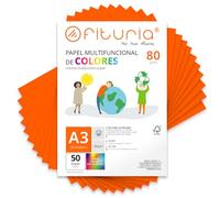 Fogli Colorati, Confezione da 50 Fogli A3 80gr - Carta Colorata per Lavoretti Creativi, Stampante, Scrapbooking - Fogli Colorati - Ideale per Origami, Ufficio e Scuola (Arancione Fluo, 50h)