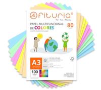 Fogli Colorati, Pacco 100 Fogli A3 80gr - Carta Colorata para Lavoretti, Stampante, Scrapbooking - Fogli Colorati - Ideale Origami, Papiroflessia, Ufficio y Scuola (Selezione Pastello, 100h)