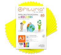 Fogli Colorati, Pacco 100 Fogli A3 80gr - Carta Colorata per Lavoretti, Stampante, Scrapbooking - Fogli Colorati - Ideale Origami, Papiroflessia, Ufficio e Scuola (Giallo Intenso, 100h)