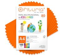 Fogli Colorati, Pacco 100 Fogli A4 80gr - Carta Colorata per Lavoretti, Stampante, Scrapbooking - Fogli Colorati - Ideale Origami, Papiroflessia, Ufficio e Scuola (Arancione, 100h)