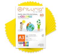 Fogli Colorati, Pacco 1000 Fogli A3 80gr - Carta Colore per Lavoretti, Stampante, Scrapbooking - Carta Colorati - Ideale Origami, Papiroflessia, Ufficio e Scuola (Giallo Intenso, 1000h)