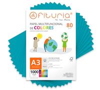 Fogli Colorati, Pacco 1000 Fogli A3 80gr - Carta Colore per Lavoretti, Stampante, Scrapbooking - Carta Colorati - Ideale Origami, Papiroflessia, Ufficio e Scuola (Turchese, 1000h)
