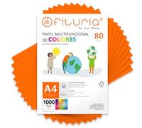 Fogli Colorati, Pacco 1000 Fogli A4 80gr - Carta Colore per Lavoretti, Stampante, Scrapbooking - Carta Colorati - Ideale Origami, Papiroflessia, Ufficio e Scuola (Arancione, 1000h)
