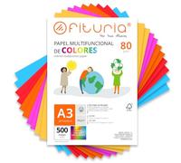 Fogli Colorati, Pacco 500 Fogli A3 80gr - Carta Colorata para Lavoretti, Stampante, Scrapbooking - Fogli Colorati - Ideale Origami, Papiroflessia, Ufficio y Scuola (Selezione Intensa, 500h)