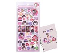 Fogli di adesivi 3D - Simpatico stile giapponese, piccole decalcomanie divertenti con design facile da staccare, set di adesivi artigianali per ragazze, ragazzi, bambini, Halloween, album di ritagli,