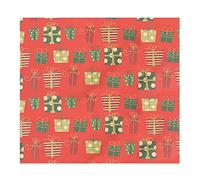 Fogli di carta da regalo natalizia, 70 x 50 cm, con Babbo Natale e scritta in inglese "Merry Christmas" e fiocchi di neve (C, taglia unica)