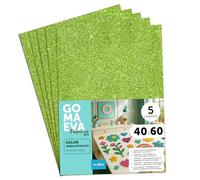 Fogli di Gomma Eva Colorata Glitterata, Gomma Crepla per Scrapbooking, Scuola, Cartoncini Creativi, Lavoretti, Torte Scenografiche, Scuola o Progetti Artistici 40x60cm m-office (Pistacchio, 5uds)