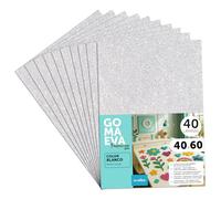Fogli di Gomma Eva Colorata Glitterata, Gomma Crepla per Scrapbooking, Scuola, Cartoncini Creativi, Lavoretti, Torte Scenografiche, Scuola o Progetti Artistici 40x60cm - m-office (Bianco, 40uds)