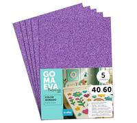 Fogli di Gomma Eva Colorata Glitterata, Gomma Crepla per Scrapbooking, Scuola, Cartoncini Creativi, Lavoretti, Torte Scenografiche, Scuola o Progetti Artistici 40x60cm m-office (Viola, 5uds)