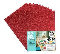 Fogli di Gomma Eva Colorata Glitterata, Gomma Crepla per Scrapbooking, Scuola, Cartoncini Creativi, Lavoretti, Torte Scenografiche, Scuola o Progetti Artistici 40x60cm m-office (Rosso Natale, 20uds)