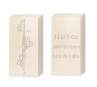 Fogli di legno di Balsa 200 x 100 x 2 mm (set di 12) - Legno leggero e facile da lavorare per aerei modelli, sculture e trucchi(200 x 100 x 2 mm)12 pz