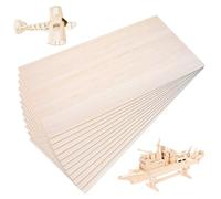 Fogli di legno di balsa, confezione da 12 fogli di legno sottili, 200 x 100 x 1 mm, per lavori fai da te, pittura, incisione, lavorazione del legno, decorazioni per la casa e progetti artistici (200 x