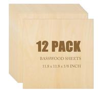 Fogli di legno di tiglio 12 x 12 x 1/8 di pollice non finito fogli di compensato per Cricut Maker Artigianato Fai da te Modelli architettonici Disegno Pittura Incisione Legno Legno Bruciare Laser Scroll Segatura