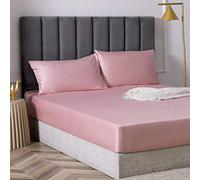 Fogli di Rughe Non Ferro, Foglio Letto Singolo Foglio di Seta in Seta di Seta in Raso Copertura Non Slip Materasso protettore per Doppio King -_Pink_200cmx200cm*25cm