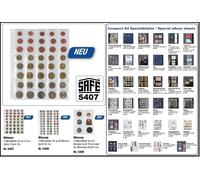 Fogli monete A4 5x Set-EURO-monete-corso 40 scomparti Safe 5407 Compatto 10 X