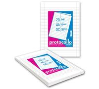 Blasetti Foglio Protocollo - Pacchetto da 20 fogli formato A4, per compiti in classe scuola media e superiore, per studi notarili o avvocati, Carta da 60gr - Rigatura 0C (Righe 3° elementare)