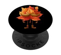Foglia autunnale rossa con barba per adulti e bambini PopSockets PopGrip Adesivo