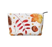 Foglia botanica autunnale, Borsa per cosmetici in velluto a coste Borsa per il trucco Borsa da viaggio portatile