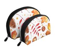 Foglia botanica autunnale, Borsa per trucco a conchiglia Portamonete da donna Borsa da toilette piccola Borsa per cosmetici 2 pezzi
