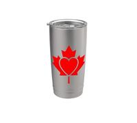 Foglia d'acero canadese rossa e cuore integrato Bicchiere termico in acciaio inox doppia parete