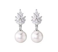 Foglia d'argento puro tempestata di diamanti, orecchini di perle da donna, stile semplice e artistico, dolce e fresco, orecchini squisiti