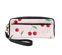 Foglia Di Ciliegio Rosso Rosa, Borsa per il trucco Borsa per cosmetici Borsa da viaggio portatile da toilette Astuccio in pelle per donne e ragazze