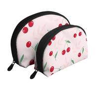 Foglia Di Ciliegio Rosso Rosa, Borsa per trucco a conchiglia Portamonete da donna Borsa da toilette piccola Borsa per cosmetici 2 pezzi