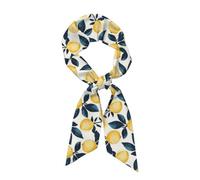 Foglia di limone gialla 3 Sciarpa in raso da donna alla moda, sciarpa lunga e stretta setosa per capelli, cravatta, fascia per capelli, manico della borsa, accessorio per borsetta