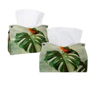 Foglia di Monstera verde con copertura per scatola di fazzoletti, porta fazzoletti rettangolare decorativo per il viso, dispenser per tovaglioli per bagno, cucina, tavolino da caffè auto