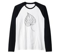 Foglia di Tiglio Linework Botanico Maglia con Maniche Raglan