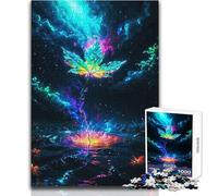 Foglia eterea su un puzzle cosmico per adulti da 1000 pezzi, gioco di apprendimento per la sfida del cervello, sorpresa premurosa per le celebrazioni, dimensioni 38x52cm
