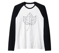 Foglia Gelso Line Art Botanico Maglia con Maniche Raglan
