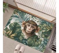 Foglia Palma Scimmia Acquerello Zerbino, Foresta Pluviale Tropicale tappeto ingresso per interni esterni antiscivolo impermeabile facile da pulire, Verde Scuro decorazione per la casa, 50 x 80 cm