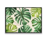 Foglia tropicale tela arte della parete botanica foglie di palma stampe moderna natura poster pittura giungla tema immagine opera d'arte per Cafe Decor 60x92cm con cornice nera