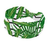 Foglia tropicale verde fascia elastica larga fascia per capelli antiscivolo traspirante allenamento fascia per la testa per yoga, palestra, corsa, fitness, sport